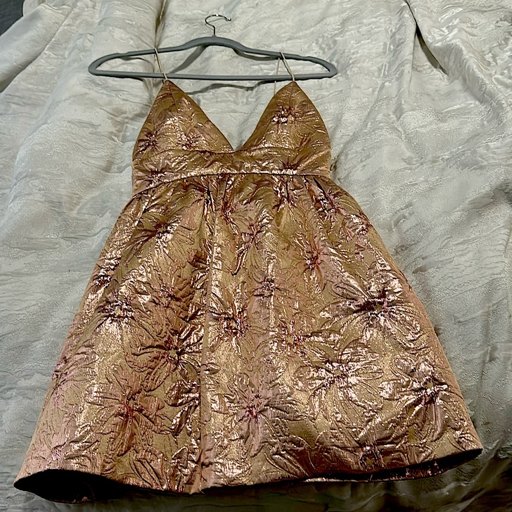 Alice + Olivia Gold Peplum mini dress